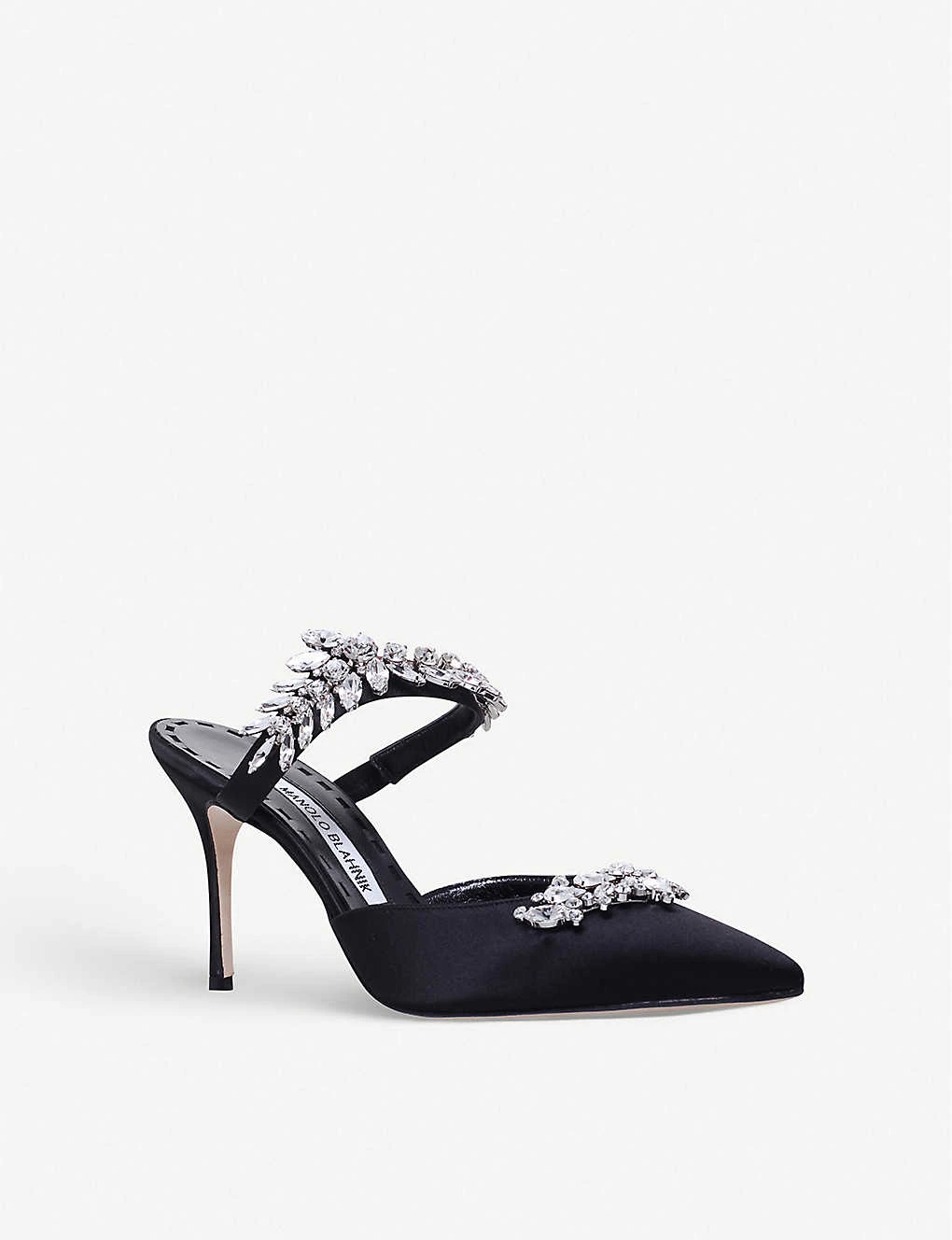 Manolo Blahnik Lurum 90 Crystal-embellished Satin Mules - Image 3