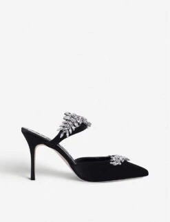 Manolo Blahnik Lurum 90 Crystal-embellished Satin Mules