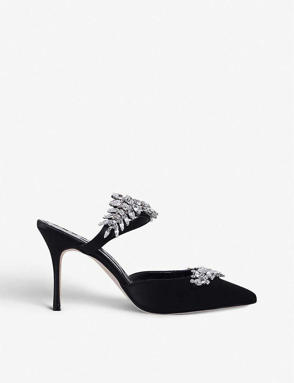 Manolo Blahnik Lurum 90 Crystal-embellished Satin Mules