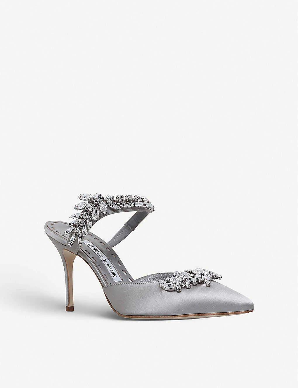 Manolo Blahnik Lurum 90 Crystal-embellished Satin Mules - Image 3