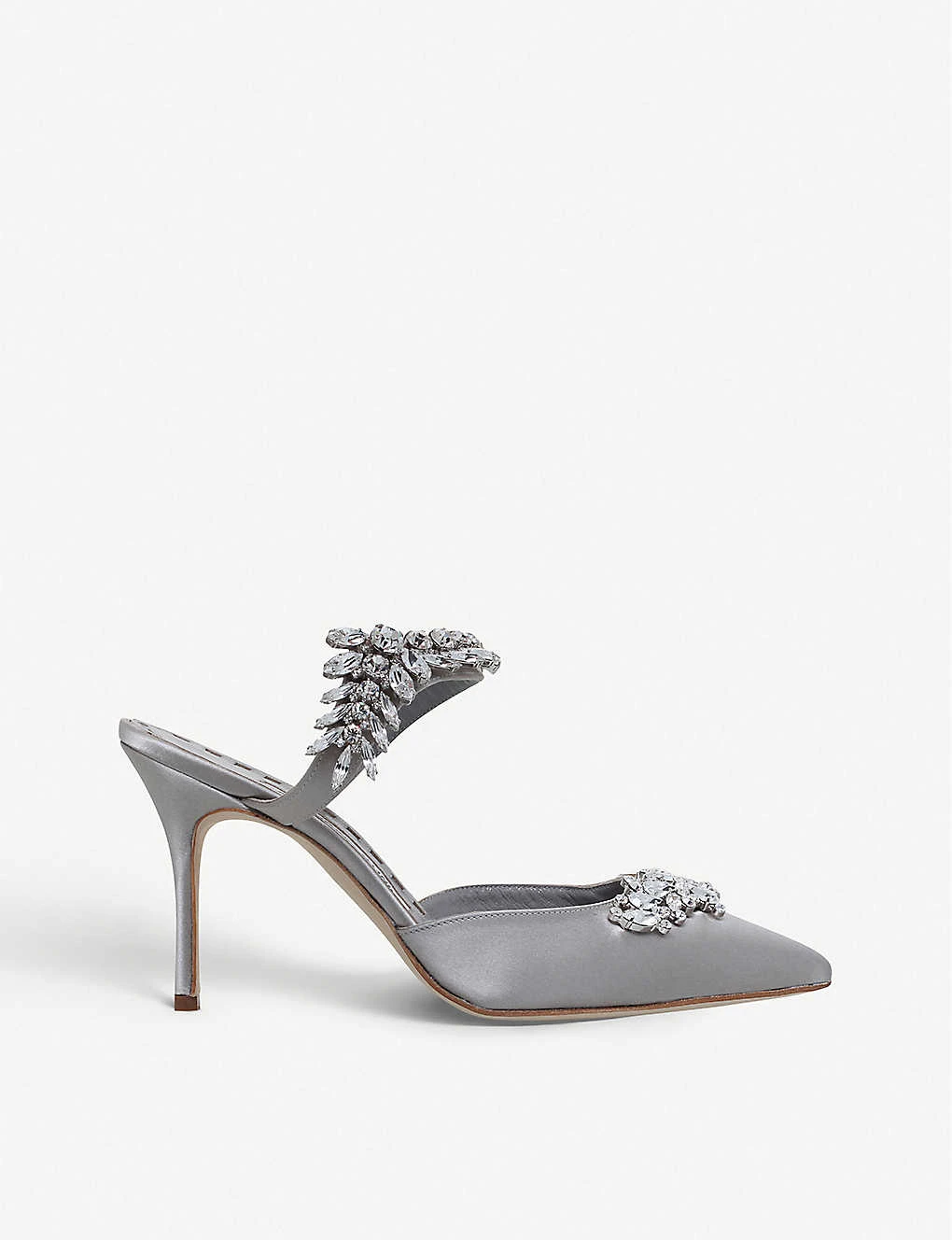 Manolo Blahnik Lurum 90 Crystal-embellished Satin Mules