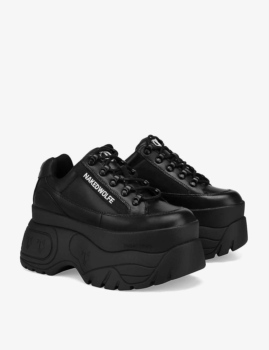 Sporty Leather Platform Trainers - Image 3