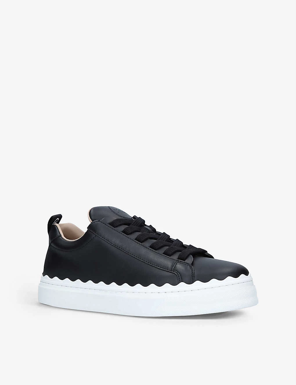Chloé Lauren Scalloped-trim Leather Trainers - Image 3