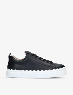 Chloé Lauren Scalloped-trim Leather Trainers