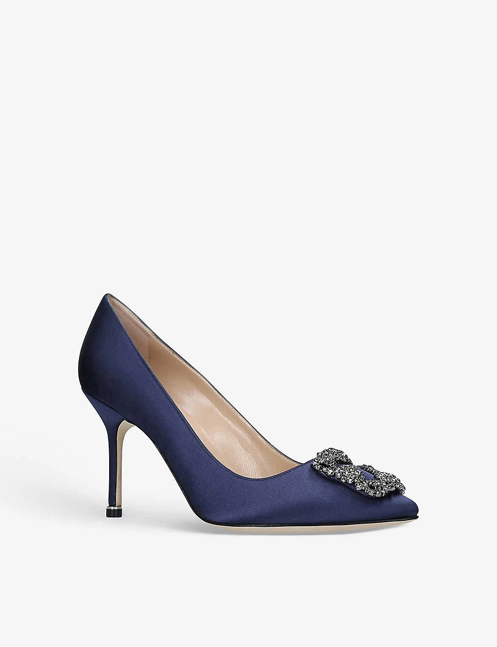 Manolo Blahnik Hangisi 90 Crystal-embellished Satin Courts - Image 3