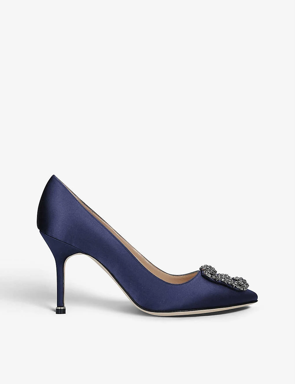 Manolo Blahnik Hangisi 90 Crystal-embellished Satin Courts