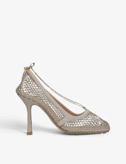 Bottega Veneta Heeled Leather And Mesh Courts