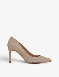 Floret Pointed-toe Glitter-woven Courts