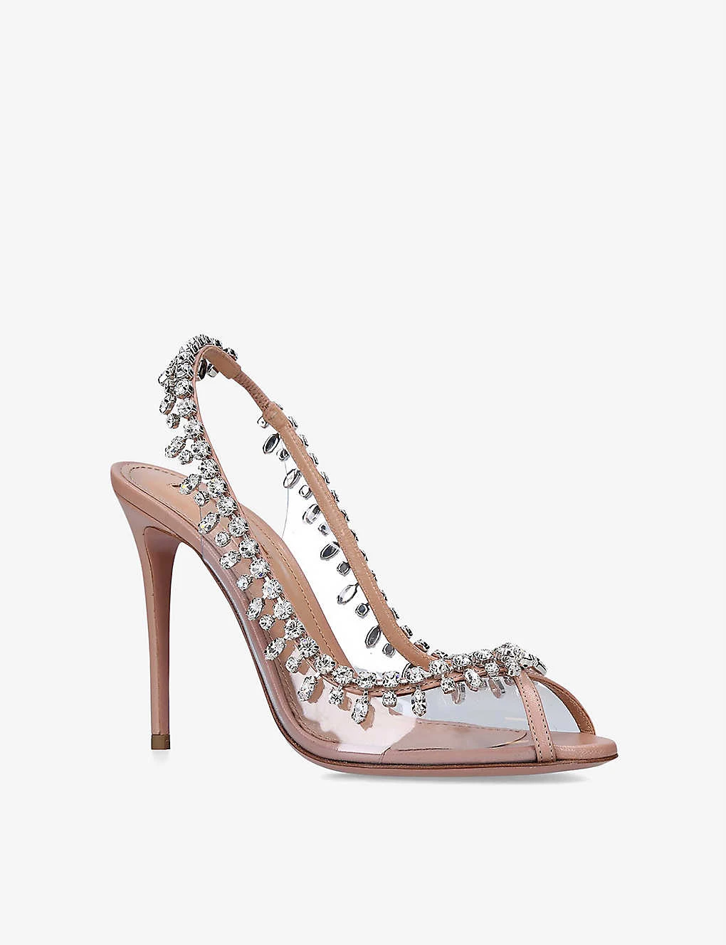Aquazzura Temptation 105 Crystal-embellished Leather And PVC Slingback Sandals - Image 3