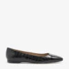 Phyllis Almond-toe Croc-embossed Leather Ballet Flats