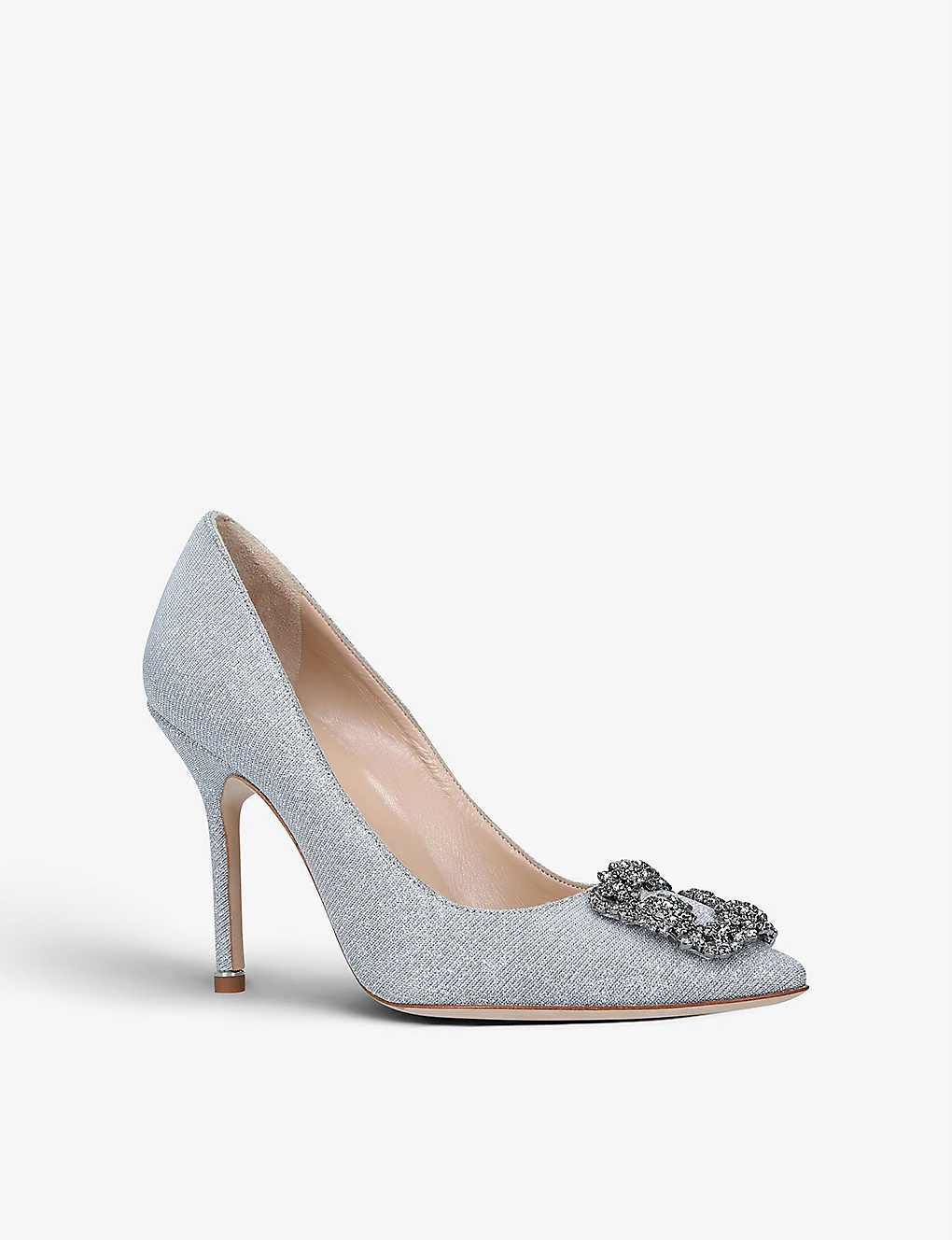 Manolo Blahnik Hangisi 105 Crystal-embellished Metallic-woven Courts - Image 3