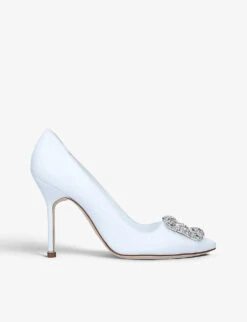 Manolo Blahnik Hangisi 105 Crystal-embellished Leather Courts