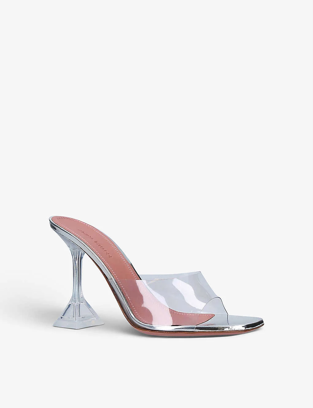Amina Muaddi Lupita Glass Square-toe PVC Heeled Mules - Image 3