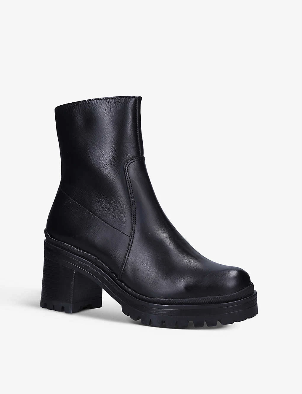 Heeled Chunky-soled Leather Ankle Boots - Image 3