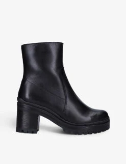 Heeled Chunky-soled Leather Ankle Boots