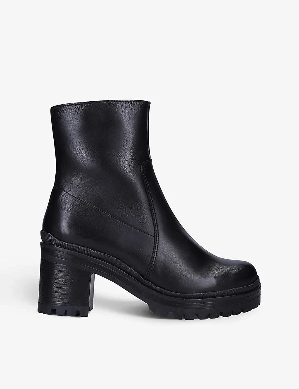 Heeled Chunky-soled Leather Ankle Boots