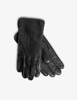 Stitch-embellished Cashmere And Leather Gloves