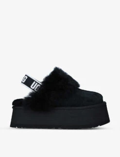 Ugg Funkette Suede And Sheepskin Platform Slippers