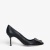 Manolo Blahnik Hangisi Crystal-embellished Leather Courts