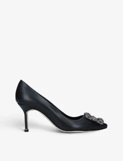 Manolo Blahnik Hangisi Crystal-embellished Leather Courts