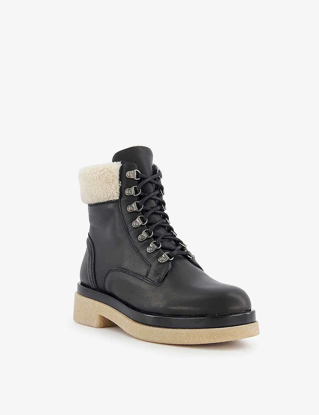 Dune Pattons Shearling-trimmed Lace-up Leather Hiker Boots - Image 3