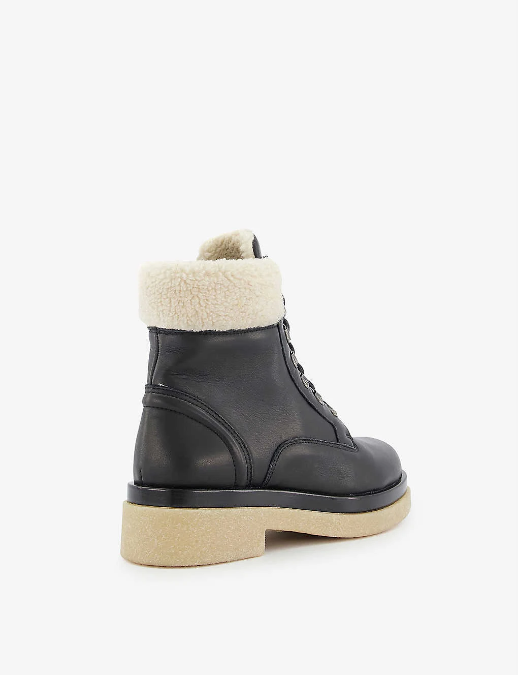 Dune Pattons Shearling-trimmed Lace-up Leather Hiker Boots - Image 4