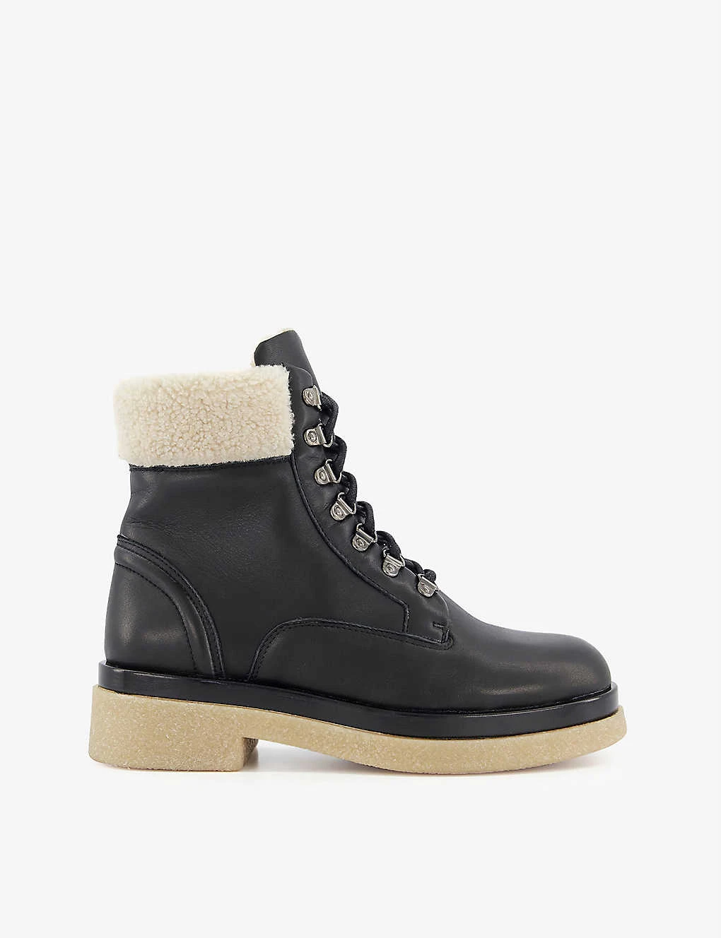 Dune Pattons Shearling-trimmed Lace-up Leather Hiker Boots