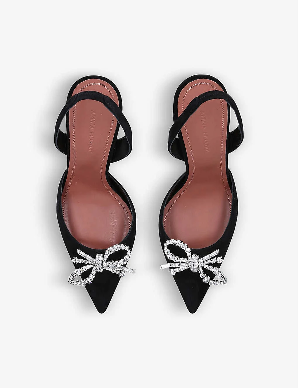 Amina Muaddi Rosie Crystal-embellished Satin Slingback Courts - Image 2