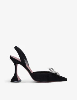 Amina Muaddi Rosie Crystal-embellished Satin Slingback Courts
