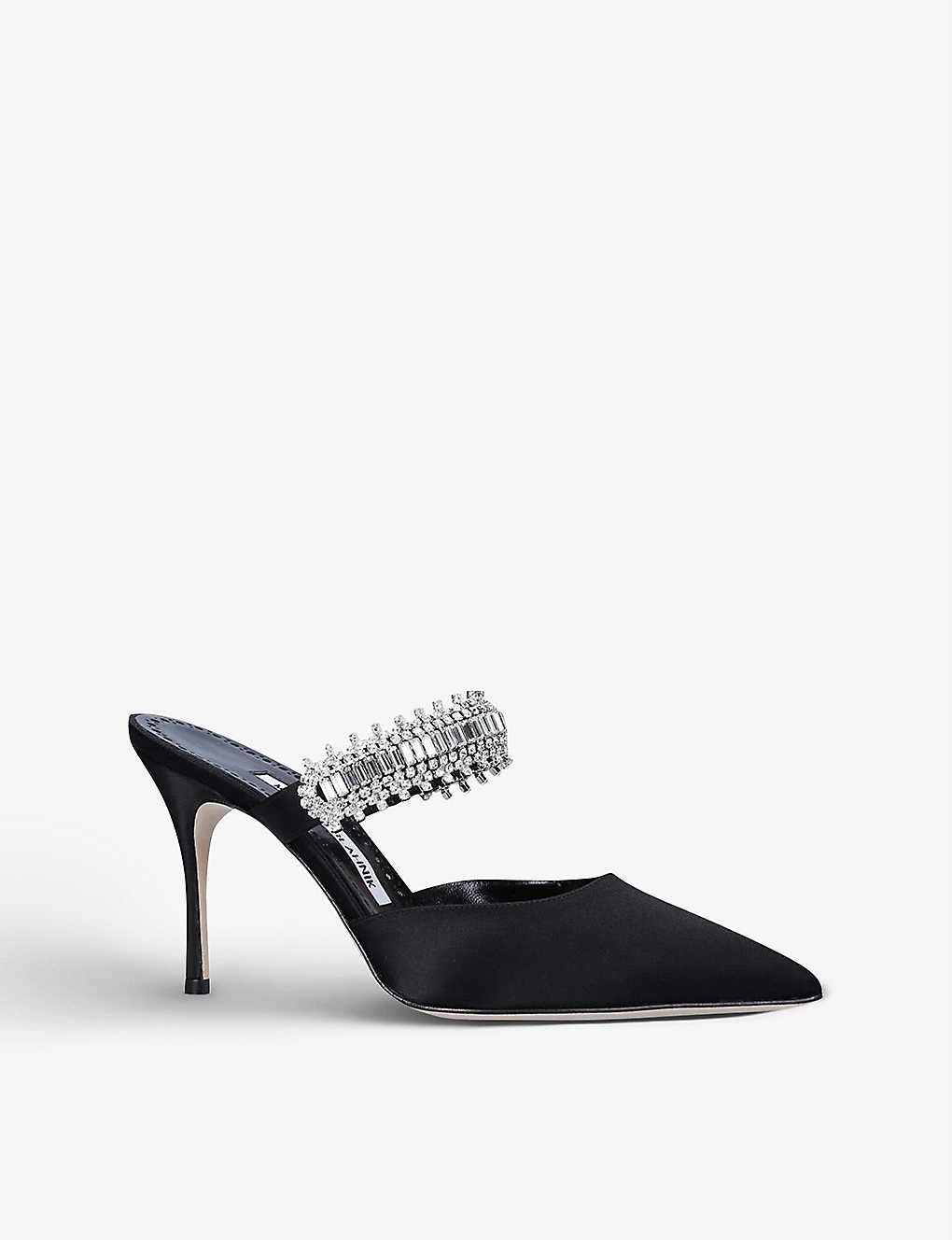 Manolo Blahnik Lutara Crystal-embellished Satin Mules - Image 3
