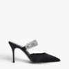 Manolo Blahnik Lutara Crystal-embellished Satin Mules