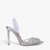 Aquazzura Gatsby Crystal-embellished Leather And PVC Slingback Courts