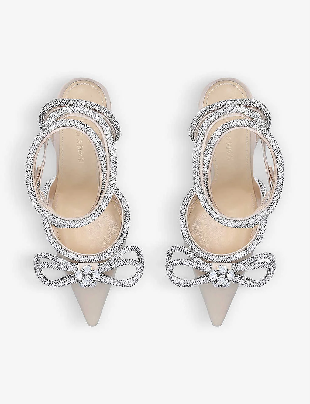 Double Bow Crystal-embellished Satin Heeled Sandals - Image 2