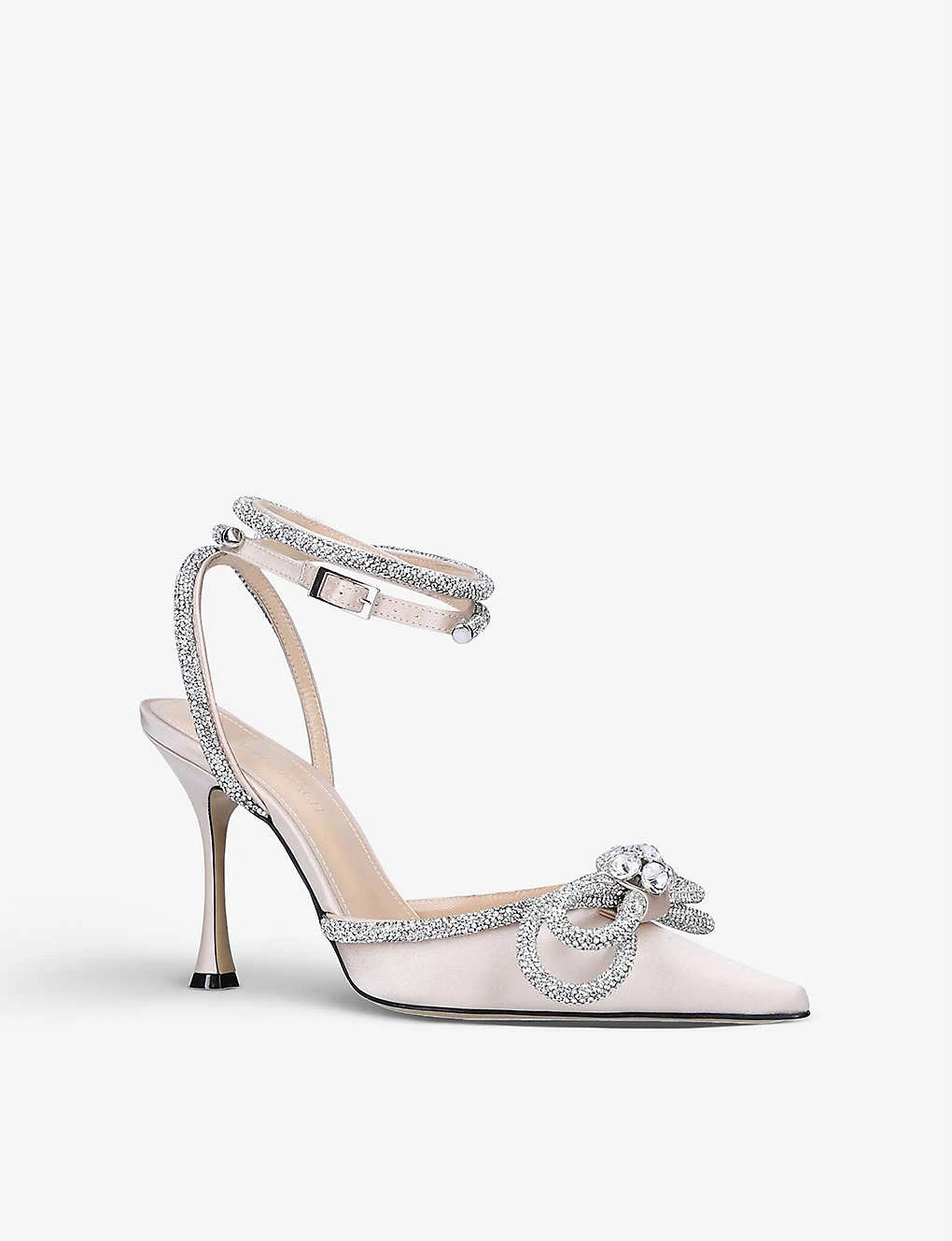 Double Bow Crystal-embellished Satin Heeled Sandals - Image 3