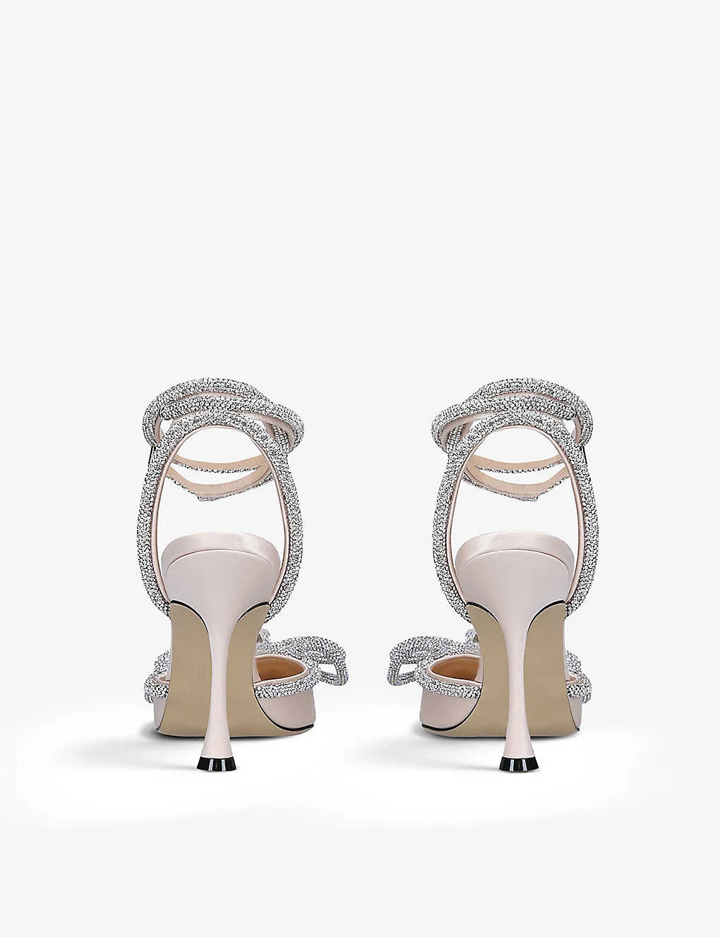 Double Bow Crystal-embellished Satin Heeled Sandals - Image 4