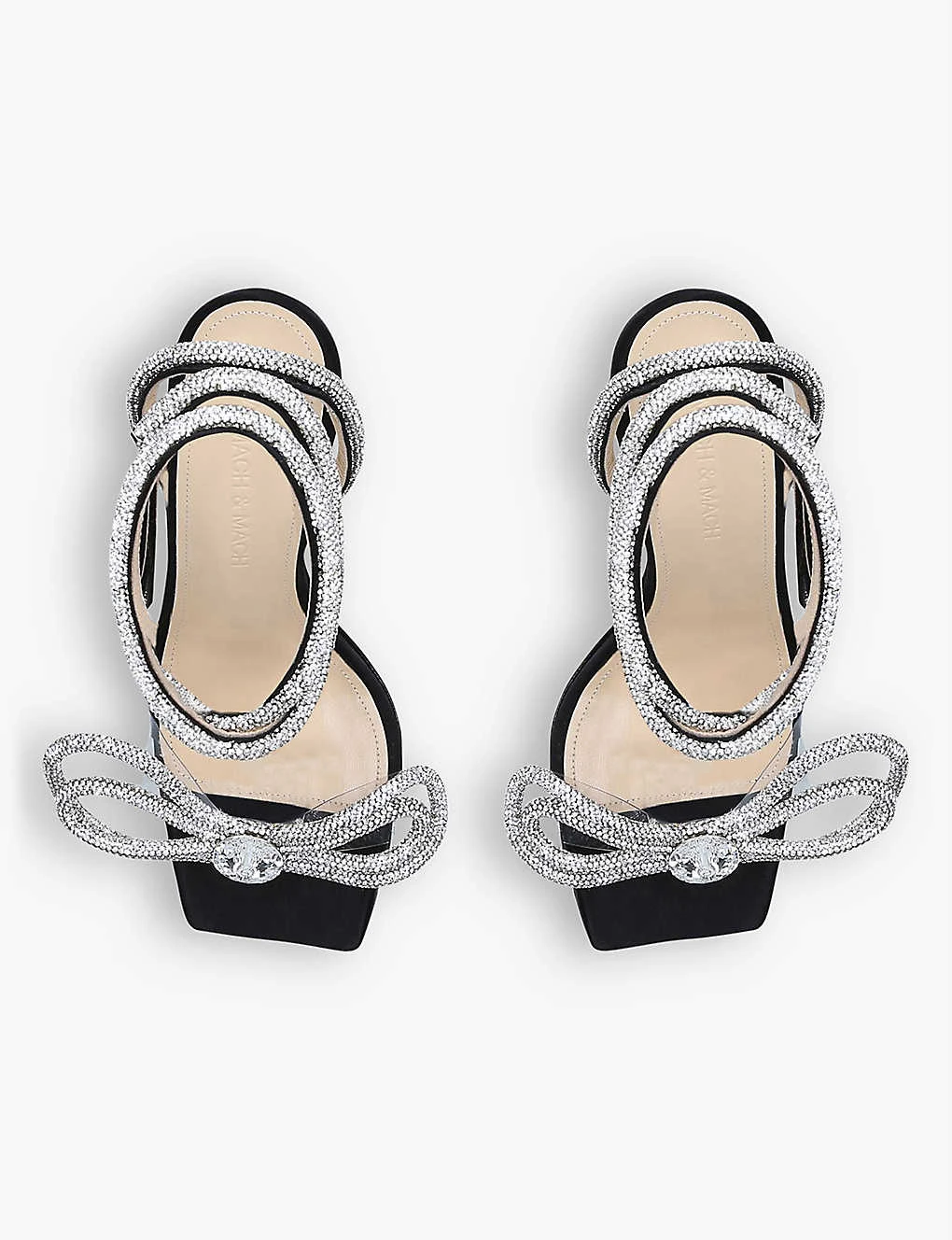 Double Bow Crystal-embellished Satinheeled Sandals - Image 3