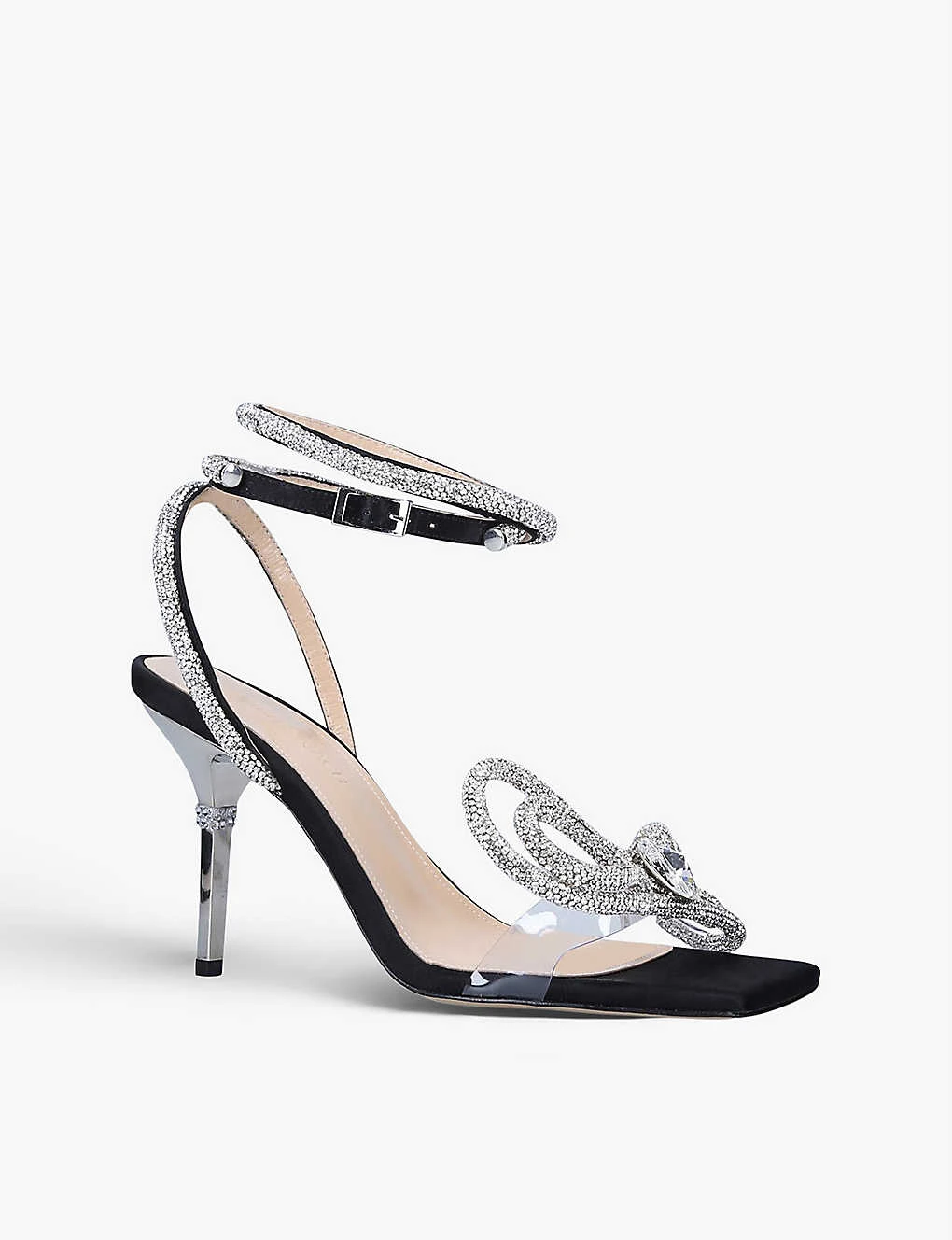Double Bow Crystal-embellished Satinheeled Sandals - Image 4