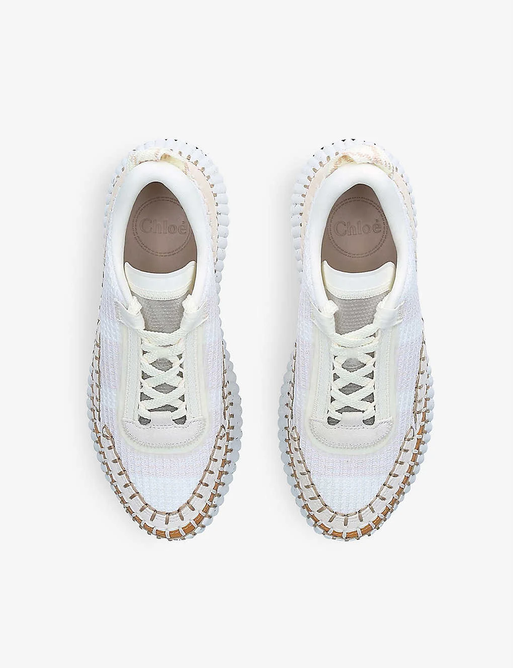 Chloé Nama Embroidered Suede And Recycled Mesh Trainers - Image 2