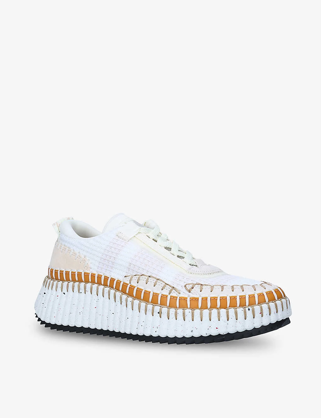 Chloé Nama Embroidered Suede And Recycled Mesh Trainers - Image 3