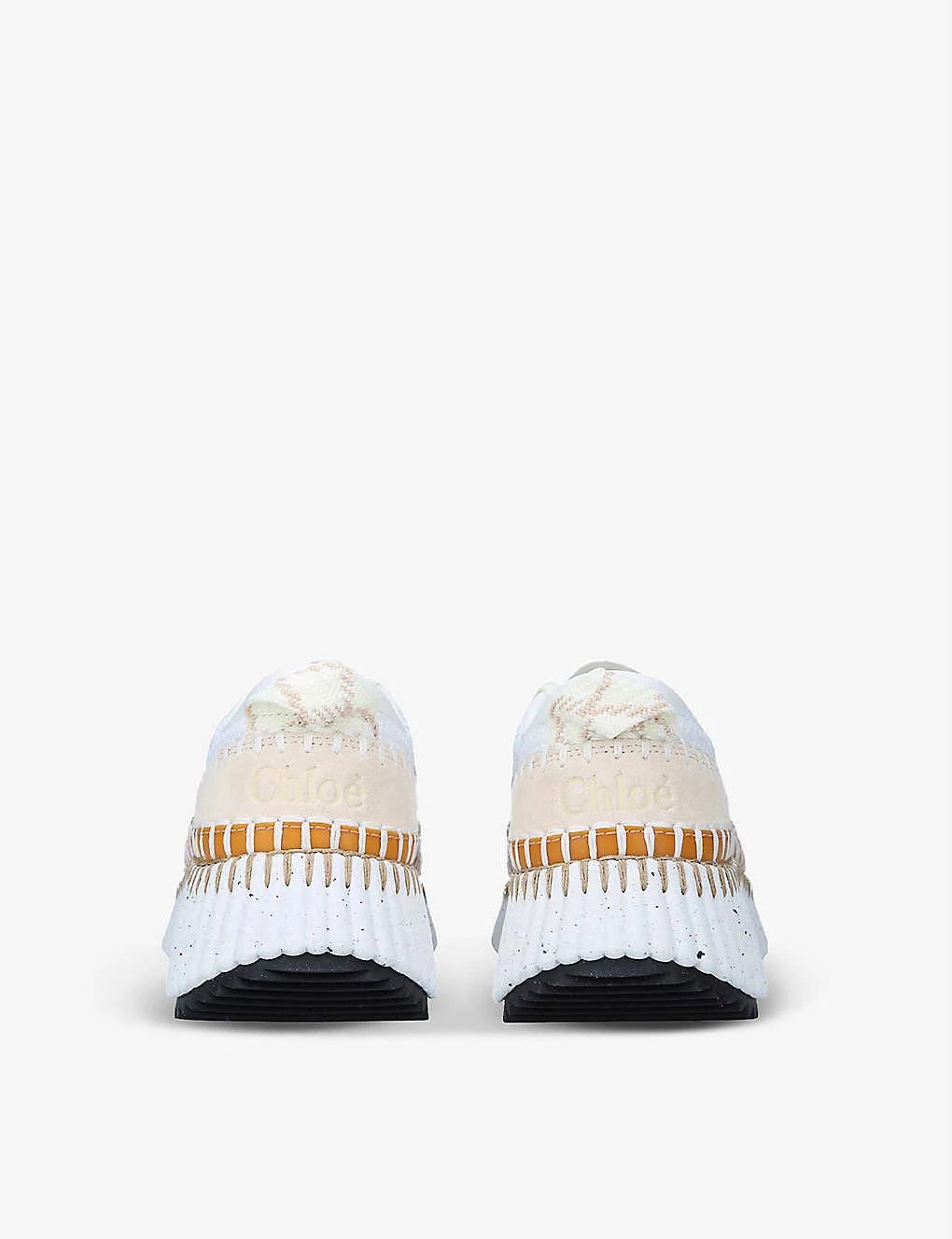 Chloé Nama Embroidered Suede And Recycled Mesh Trainers - Image 4