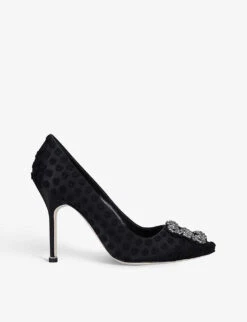 Manolo Blahnik Hangisi 105 Polka-dot Woven Courts