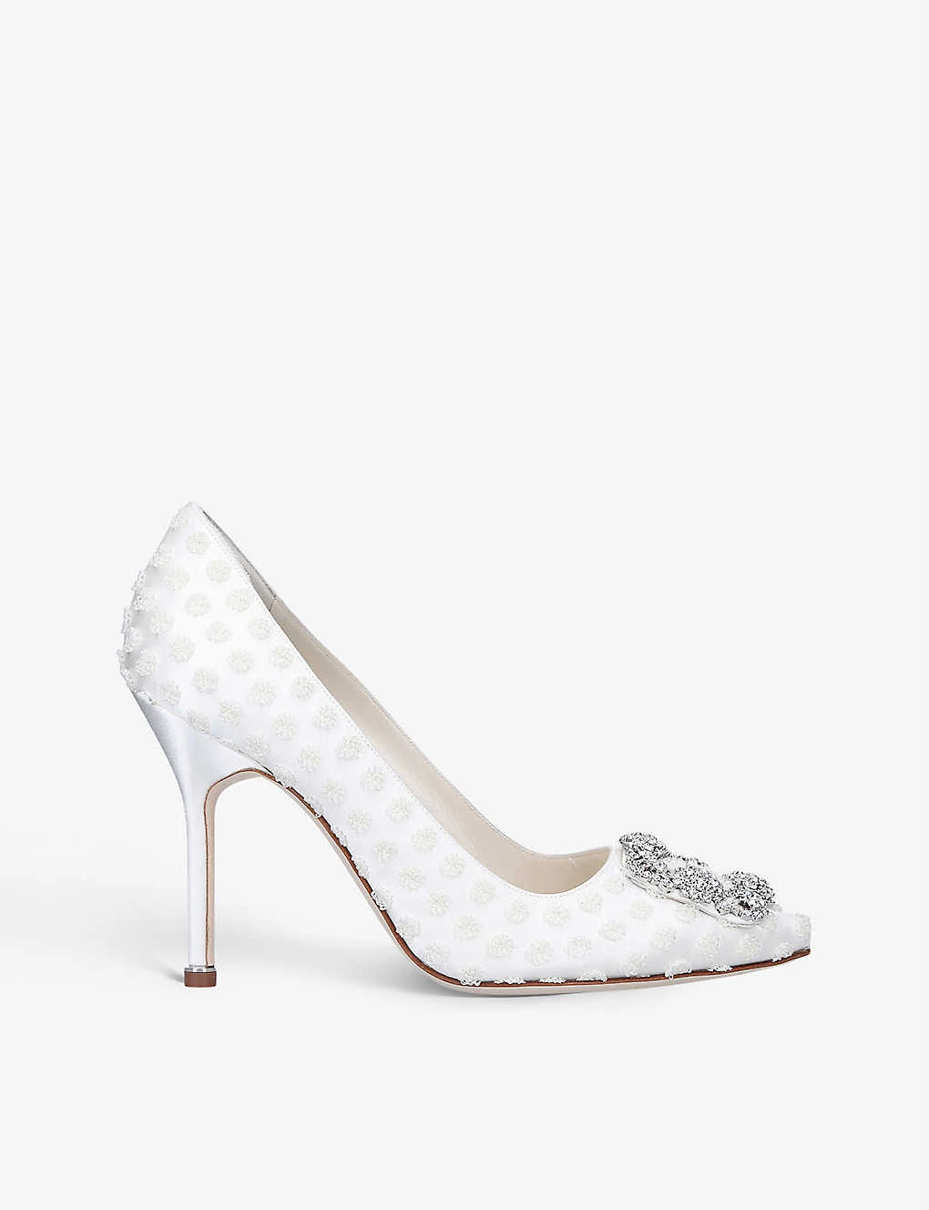 Manolo Blahnik Hangisi 105 Polka-dot Woven Courts