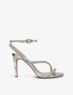 Carvela Paparazzi Crystal-embellished Metallic Faux-leather Heeled Sandals