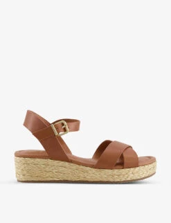 Dune Linnie Flatform Jute-trim Leather Sandals