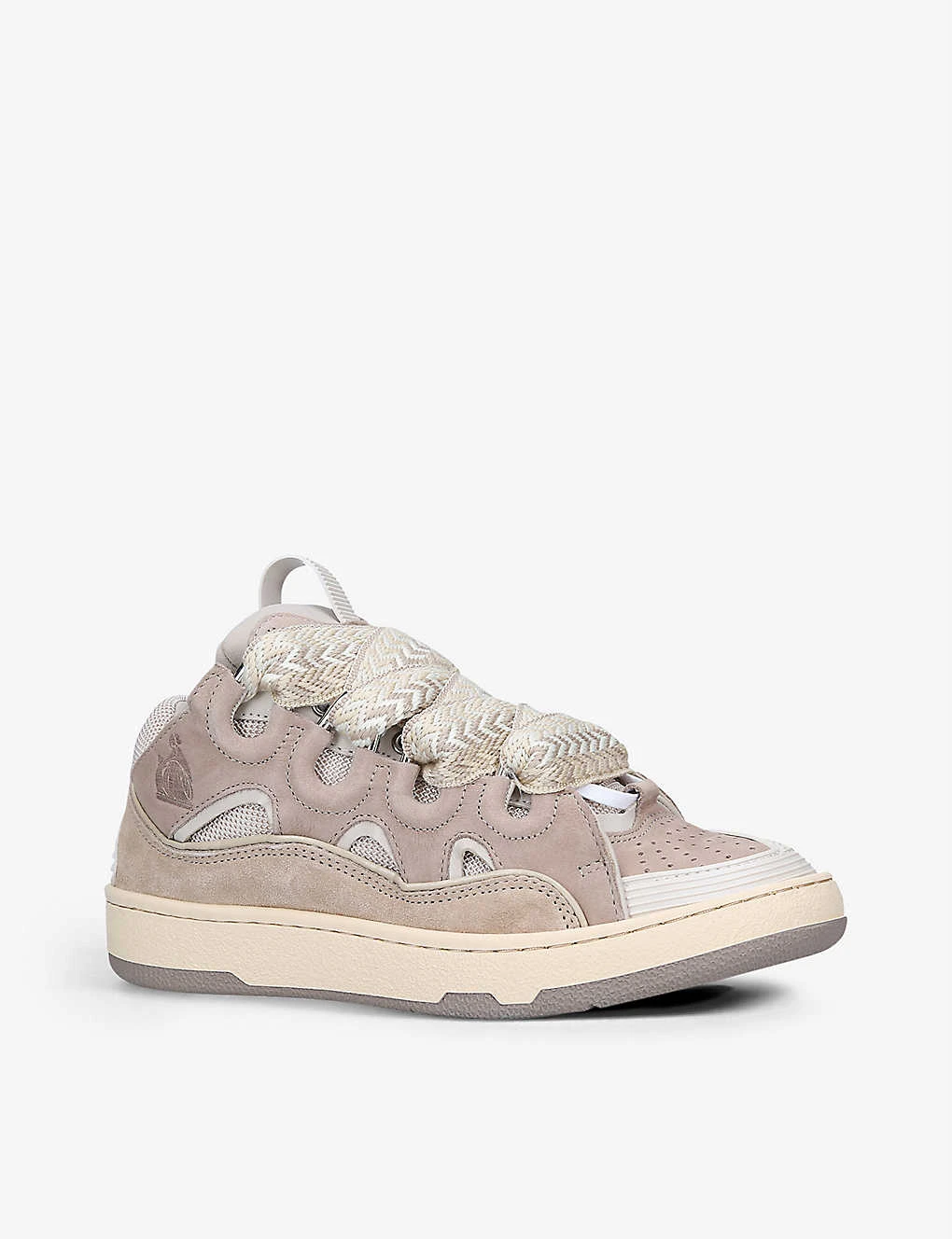 Lanvin Curb Lace-up Leather, Suede And Mesh Low-top Trainers - Image 3