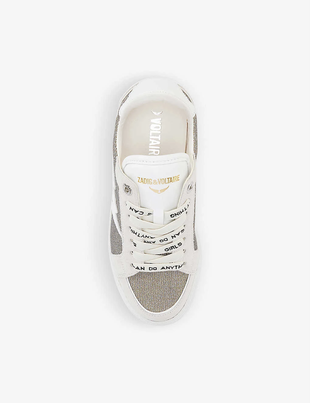 Zadig & Voltaire ZV1747 Glittery Suede-blend Trainers - Image 2