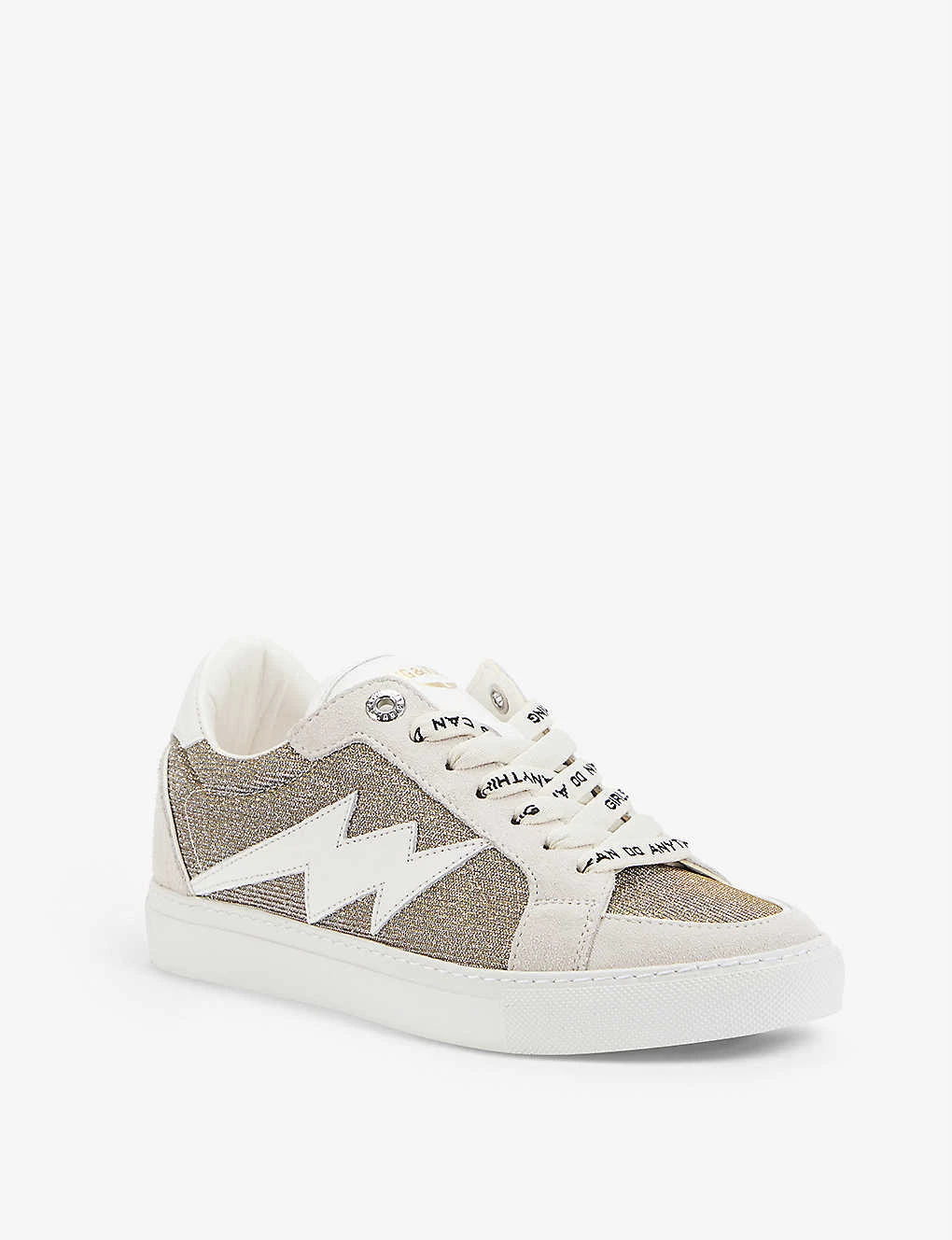 Zadig & Voltaire ZV1747 Glittery Suede-blend Trainers - Image 3