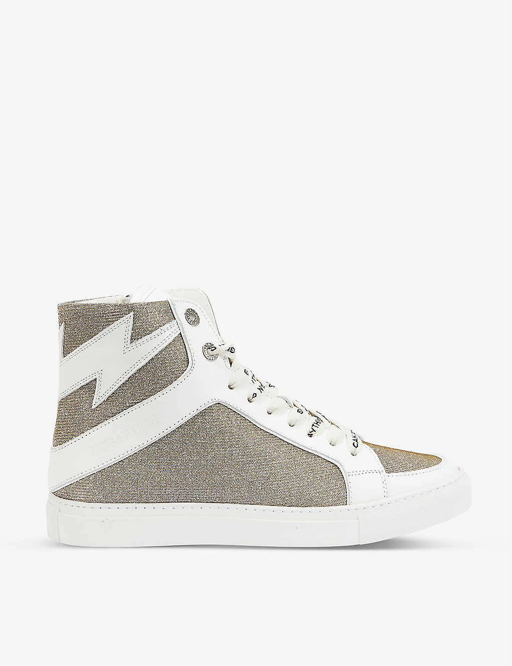 Zadig & Voltaire ZV1747 High Flash Glitter Leather And Mesh High-top Trainers