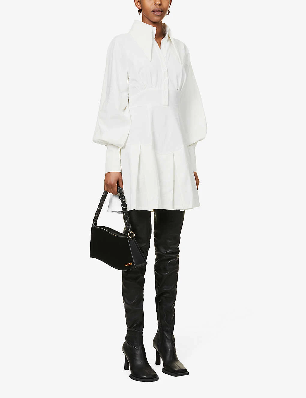 Oversized-collar Crepe Mini Dress - Image 2