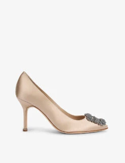 Manolo Blahnik Hangisi 90 Crystal-embellished Satin Courts